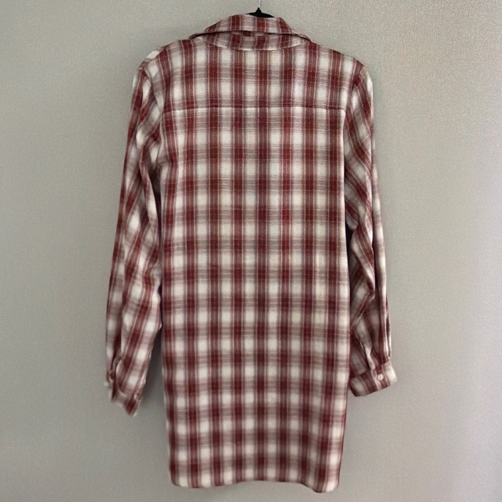 VICI Red White Plaid Front Tie Button Down Shirt Dress Mini Womens Large - Picture 5 of 13